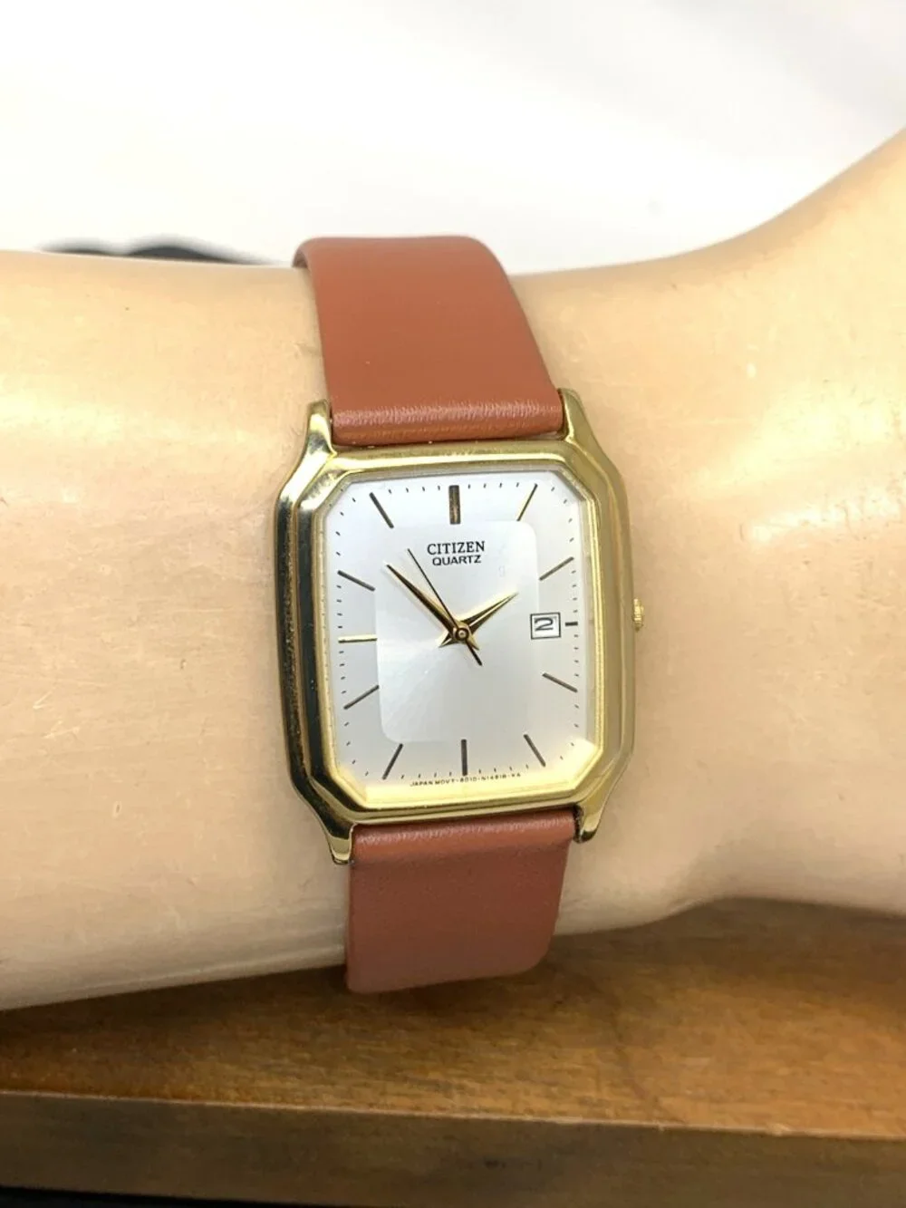 Citizen Men's Watch 6010-S36998 Quartz Silver Dial Brown Leather Strap 28mm